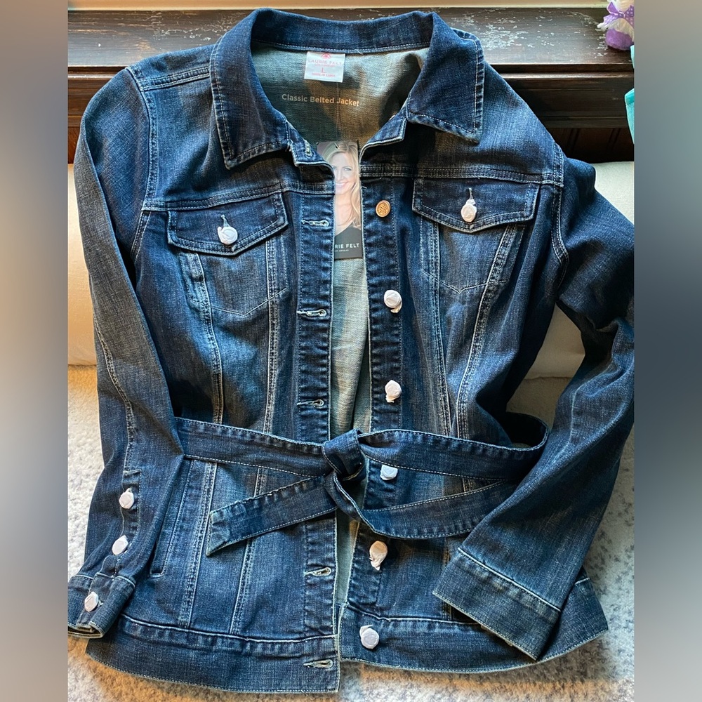 Laurie Felt Dark Blue Belted Denim Jacket